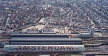 Name “Amsterdam” above Amsterdam Central Station