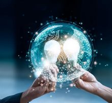 Business team holding circle global